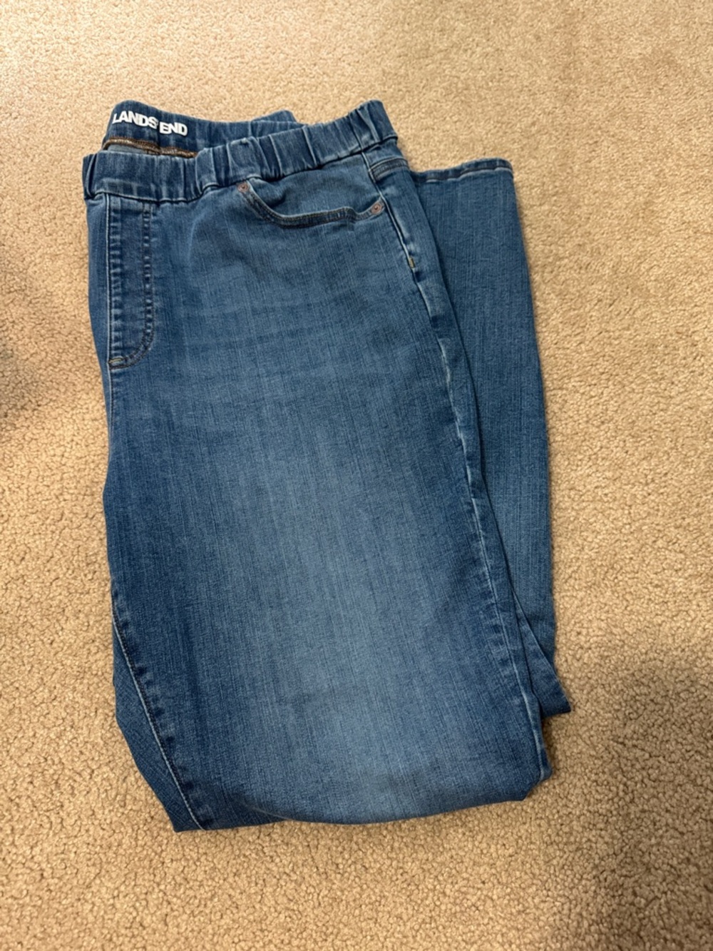 Lands' End Women's Midwash Blue Elastic-Waist Jeggings